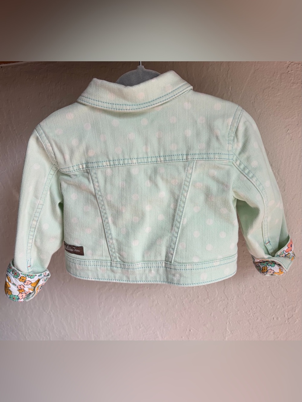 Matilda Jane Pastel Mint Green Girls' Jean Jacket with Floral Trim - Picture 2 of 5